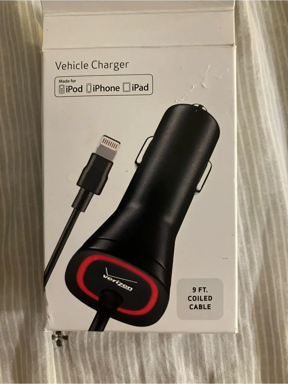 Verizon Black Vehicle Car Charger with 9 ft Coiled Cable